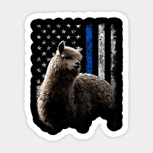 Llama American Flag Tee for Admirers of Andean Elegance Sticker